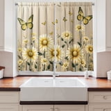 Ambesonne Rustic Kitchen Curtains, Cottagecore Sunflower Vibes, 55"x39 ...