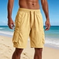 thumbnail image 3 of Beach Shorts for Men Summer Casual Elastic Waist Straight Leg Loose Fit Knee Length Cargo Shorts with Pockets, 3 of 6