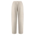 thumbnail image 5 of LoyisViDion Woman Pants Women Casual Solid Color Pants Pockets Bandage Elastic Waist Comfortable Straight Pants Beige 12(XXL), 5 of 5