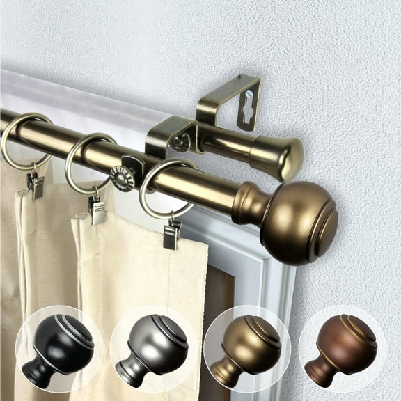 Domovina Teo 13/16" Double Curtain Rod-Color:Antique Brass,Size:28-48"