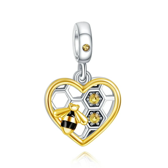 ROSIANNA 925 Sterling Silver Charm for Bracelets Heart Bee Birthday Gift Pendant Charm Women Bracelet Charm