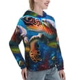 thumbnail image 6 of Lsque Ice Blue Ocean Sea Turtle Pattern Casual Women's Hoodie,Hooded Sweatshirt with Kangaroo Pocket,Pullover Hoodie with Eye-catching Drawstrings-Small, 6 of 7
