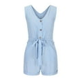thumbnail image 4 of AXXD Clearance Shorts For Women, Solid Button Sleeveless Deep V Lacing Belt Jumpsuit Black Jean Shorts for Women Light Blue 12, 4 of 8