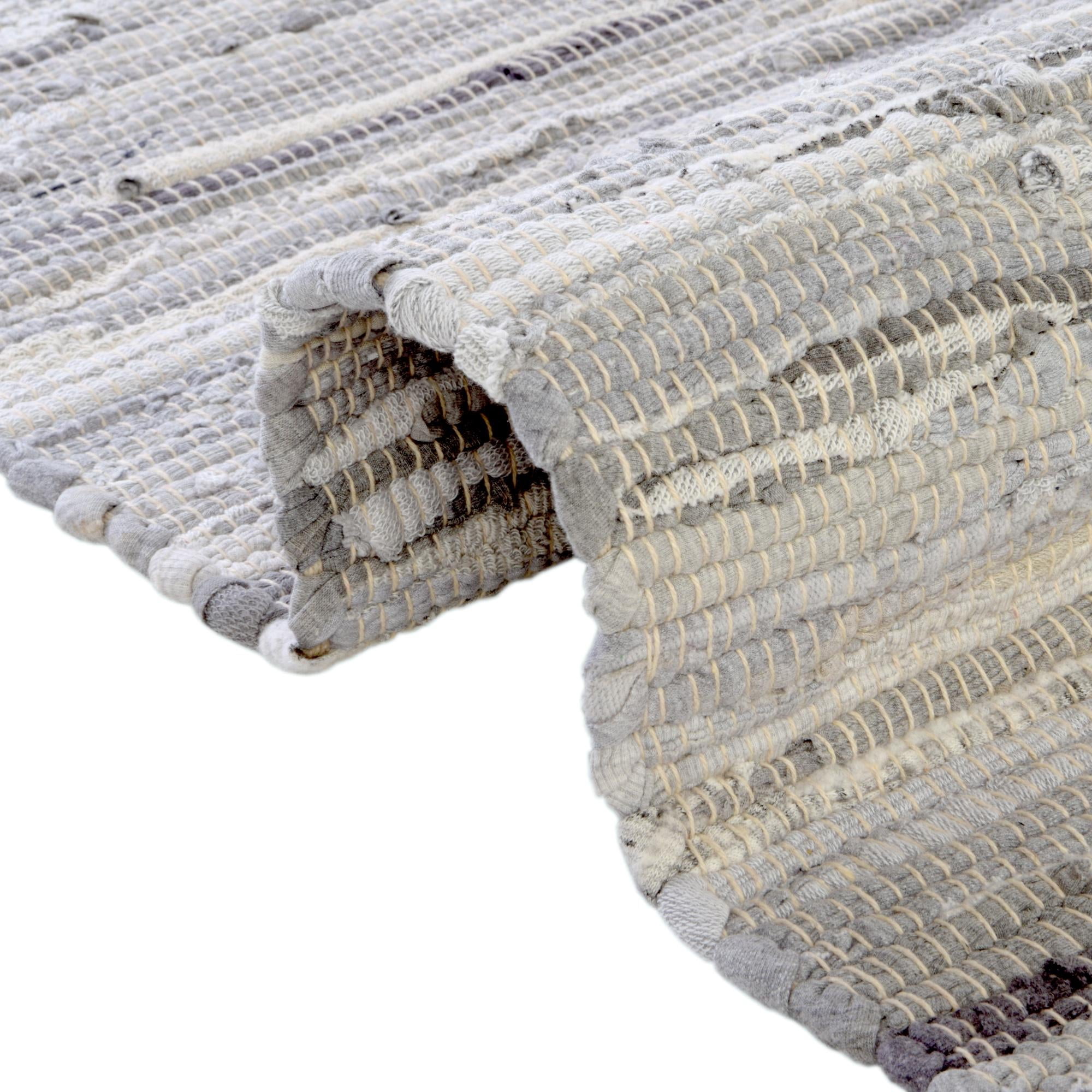 Unique Loom Chindi Cotton Collection Area Rug - Striped (2' 2" x 3' Rectangle Gray/Ivory)