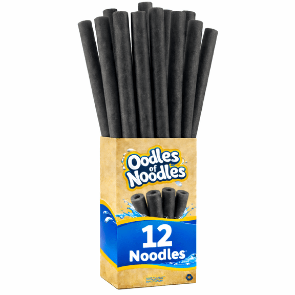 Oodles of Noodles Premium Pool Noodles - 48 inch x 2.5 inch Multi-Purpose Foam Tubes for, Pool, Exercise, Crafts, Padding - 12 Pack (Black)