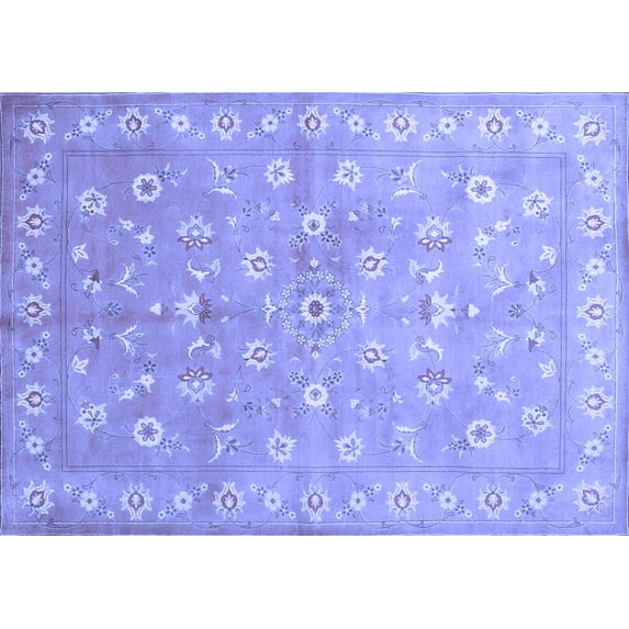 Ahgly Company Machine Washable Indoor Rectangle Abstract Blue Contemporary Area Rugs, 8' x 12'