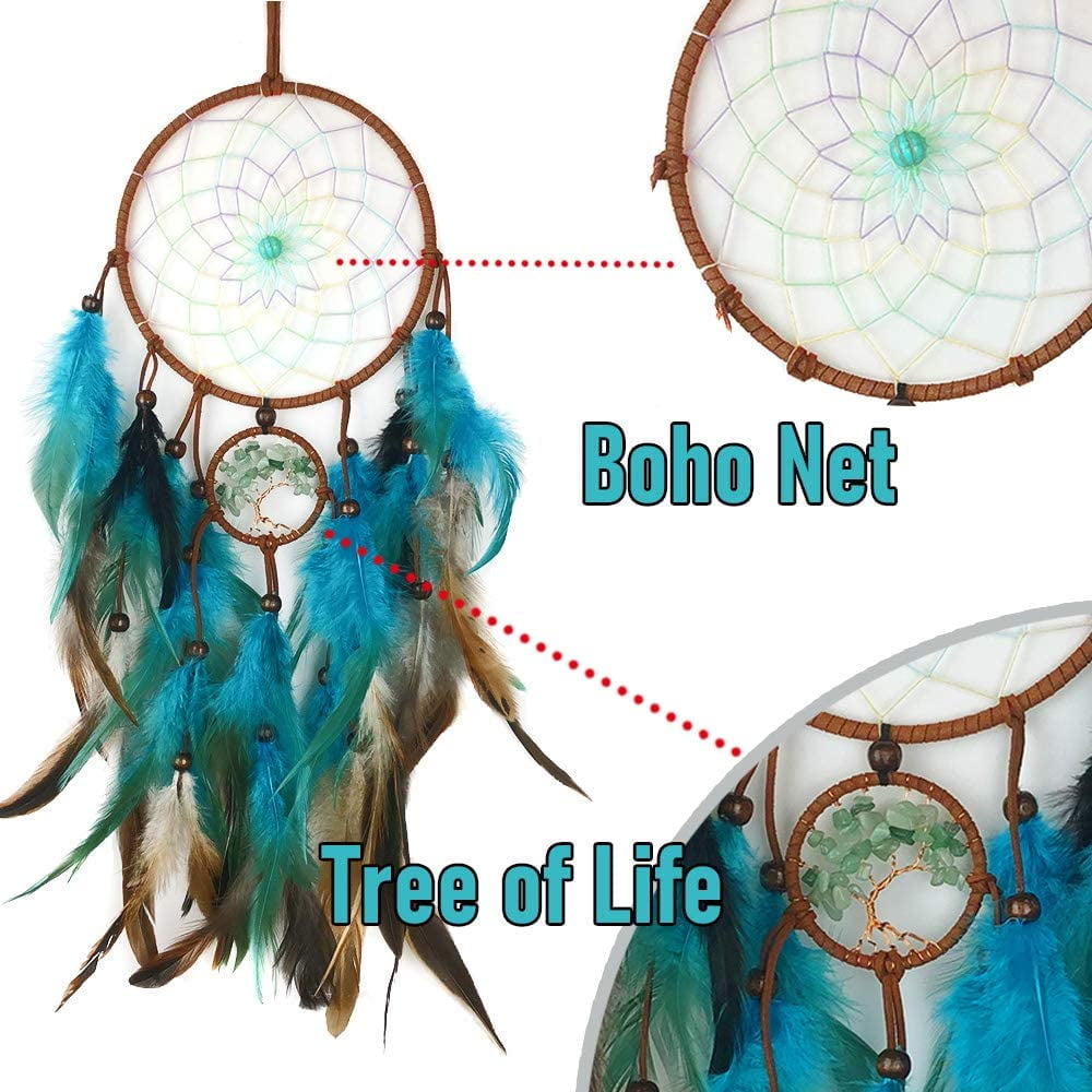 LED Dream Catchers Handmade Boho Traditional Circular Net for Wall Hanging Dec 
