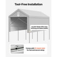 thumbnail image 6 of KFFKFF Carport Replacement Canopy, 13 x 20 ft Portable Garage Tent Cover with Side Panels, UV-Resistant & Waterproof, Durable Car Shelter Tarp with Ball Bungees, Grey, Frame Not Included, 6 of 9