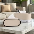 thumbnail image 3 of Oval tissue box, light luxury napkin holder and dispenser, living room remote control storage box, with storage compartment., 3 of 9