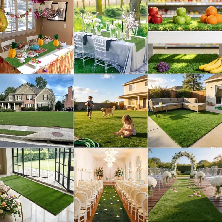 Artificial Grass Table Runner Rug 1 ft x 4 ft, Synthetic Fake Turf Mat ...