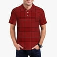 thumbnail image 5 of Wukai Red Black Houndstooth Men’s Polo Shirts,Quick-Dry Athletic Shirt,Classic Fit Shirts-XX-Large, 5 of 8