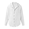 thumbnail image 4 of Wovilon Summer Casual Relaxed Fit Hooded Button Down Shirt for Men, Lightweight Textured Long Sleeve Top with Drawstring Hood, Versatile Vacation Outdoor Outfit, 4 of 7