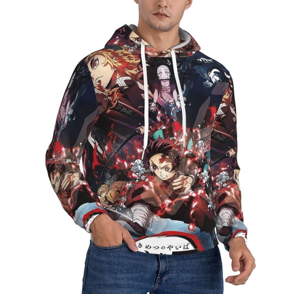 Demon Slayer Trendy Cartoon Men'S Fleece Hooded Hoodie, hoodies for women men with pockets,Fall Fashion 2025 Pullover Sweaters Winter Clothes
