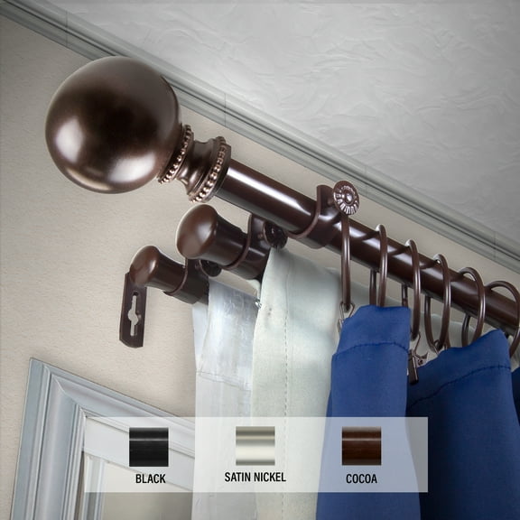 Domovina Elias 13/16" Triple Curtain Rod-Color:Cocoa,Size:28-48"