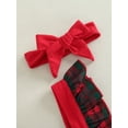 thumbnail image 5 of Gzhioc Baby Girl Boy Christmas Jumpsuit, Plaid Patchwork Square Neck Bell-Bottomed Rompers with Headband for Toddlers, 3-24 Months, 5 of 9