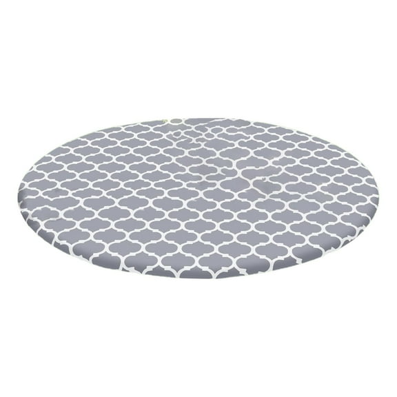 1×Round Waterproof Tablecloth Round Picnic Tablecloth Elastic Fitted Table Covers for Tables Wipeable Flannel Vinyl Tablecloths for Camping Indoor Outdoor Grey