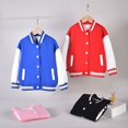 thumbnail image 4 of GYRATEDREAM Boys Girls Zipper Varsity Jackets Kid's Baseball Jacket Top Outerwear Jackets Sports Track Jackets Coat for 3-4Y Red, 4 of 7