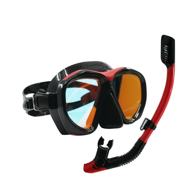 SCAUP Coral Pro Snorkeling Set - Mirrored Diving Mask and Dry-Top