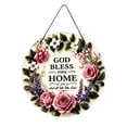 thumbnail image 2 of Front Door Welcome Sign, Welcome Sign for Front Porch, Farmhouse Home Decor, Christian Wall Decor, Round 8 Inch Diameter Door Hanger Sign, God Bless This Home Printed Circular, 2 of 5