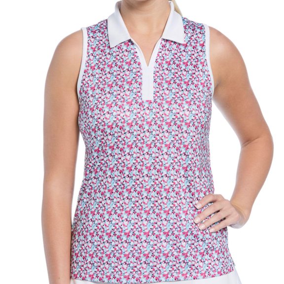 Ben Hogan Sleeveless Colorblocked Mini Floral Bright White/Multi XXL