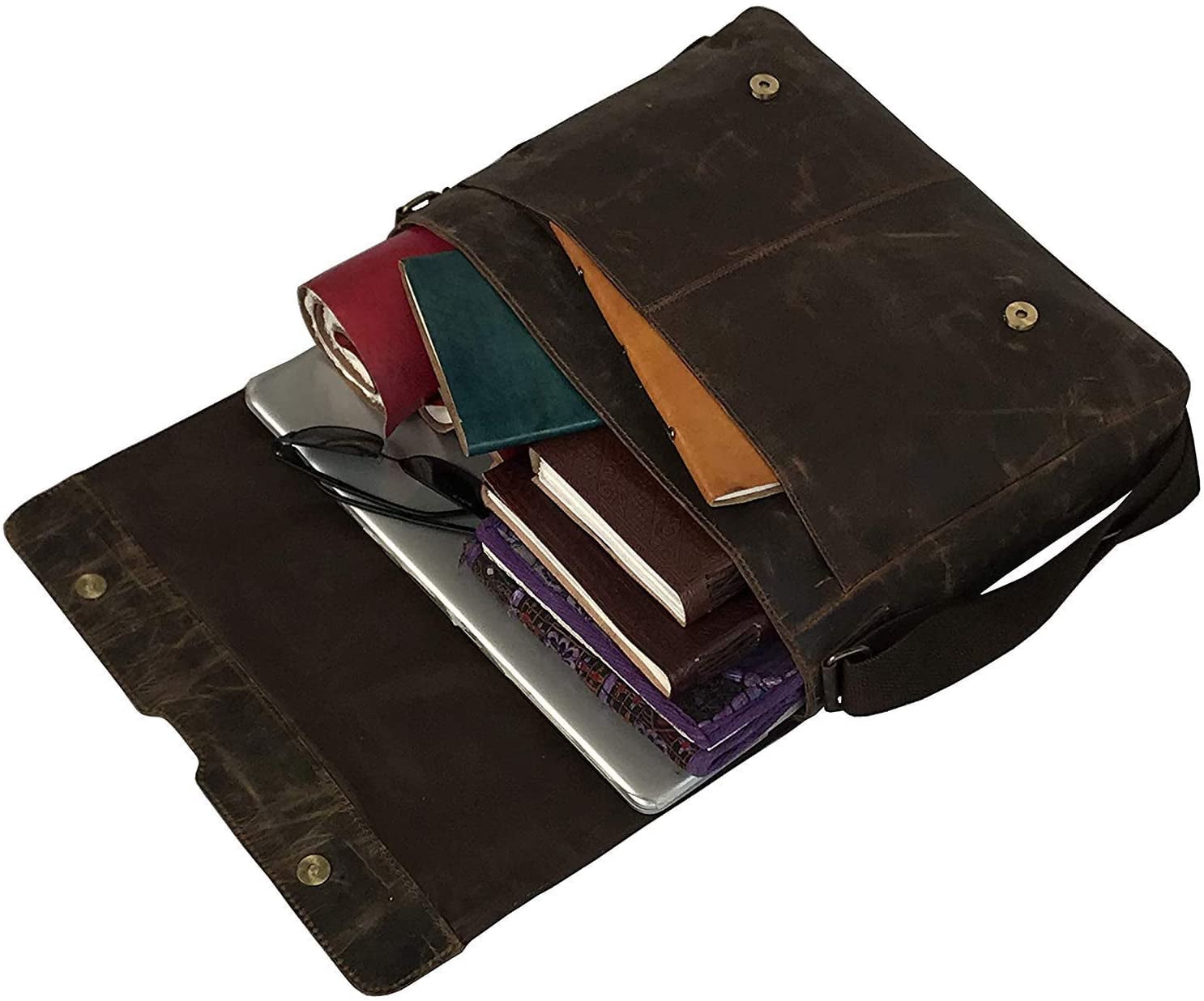 New Cuero Bags Adjustable Straps Vintage Leather 18 inch Briefcase Shoulder Laptop Bag