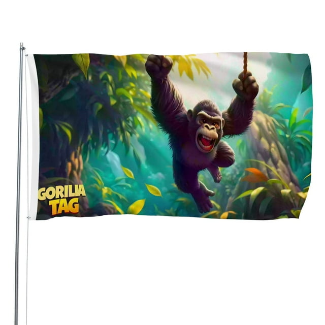 Gorilla Tag VR Bandera impresa con temática, regalo perfecto para fanáticos, amigos y familiares, y adecuada para actividades al aire libre e interiores, decoraciones de fiesta. 90 cm × 150 cm.