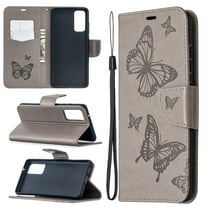 Samsung Galaxy S20 FE 5G Case, Dteck Embossed Butterfly PU Leather Magnetic Flip Wallet Case Built-in Card Holder with Wrist Strap Stand Cover For Samsung Galaxy S20 FE 6.5 inch, Gray