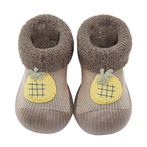 YDOJG Cute shoes for Toddler Boys Girls Baby Home Slippers Cartoon Warm House Slippers For Lined Winter Indoor Shoes Khaki 0-6 Months