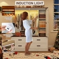 thumbnail image 2 of ChVans 73''H Armoire Wardrobe Closet with Sensor Light and 4 Drawers, Farmhouse Bedroom Armoire Cabinet with Hanging Rod, Wooden Wardrobe Cabinet with folding sliding barn door for Bedroom, 2 of 9