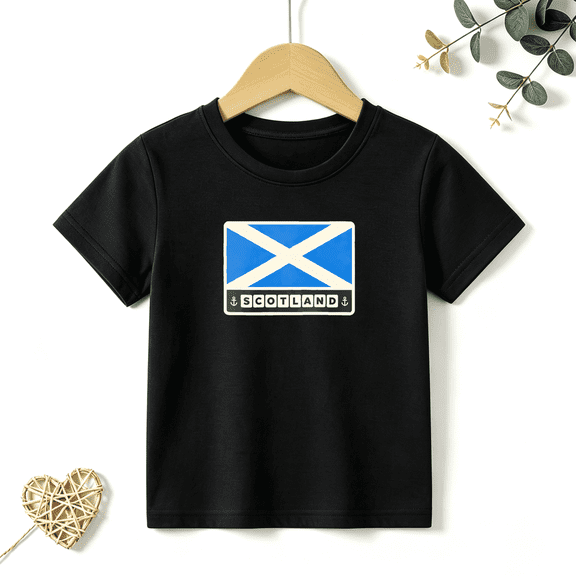 Boys Graphic T Shirt Scotland Flag Country Design Short Sleeve Kids Tees Travel Culture Style 100% Cotton Soft Child Tops 4-13Y