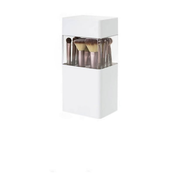 Makeup Brush Holder 12 Hole Storage Ventilation Breathable Makeup Brush Organizer Beauty Storage Box White