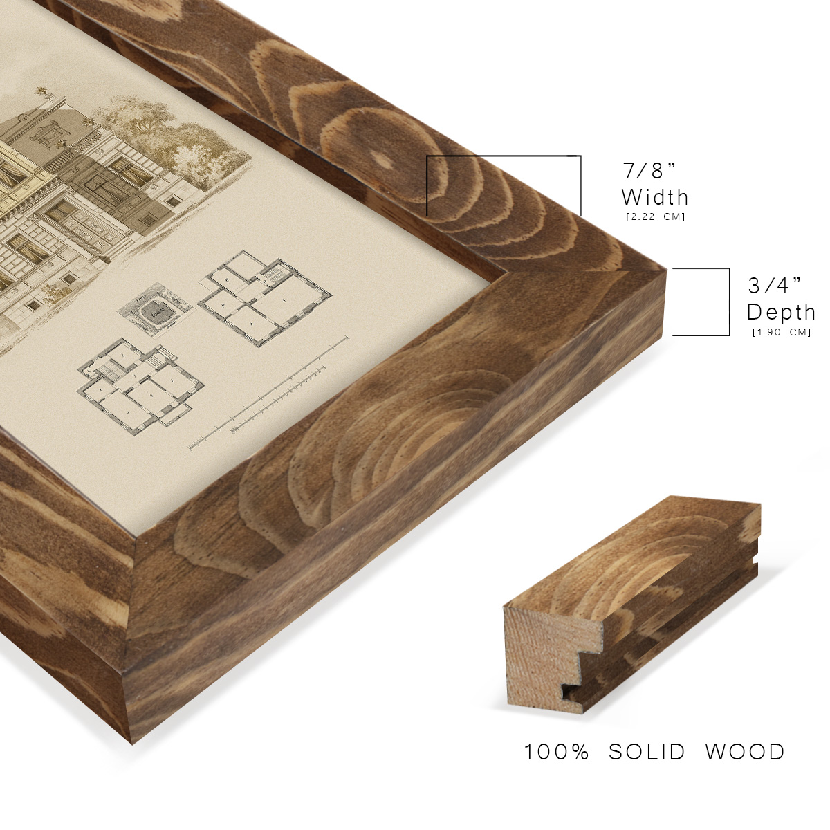 Estate and Plan III -Framed Print w/glass-Walnut