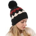 thumbnail image 2 of ZSQDM Chunky Cable Knit Faux Pom Poms Lined beanie for Women Von Dutch Hat Bomber Hats Swim Cap Kids, 2 of 4