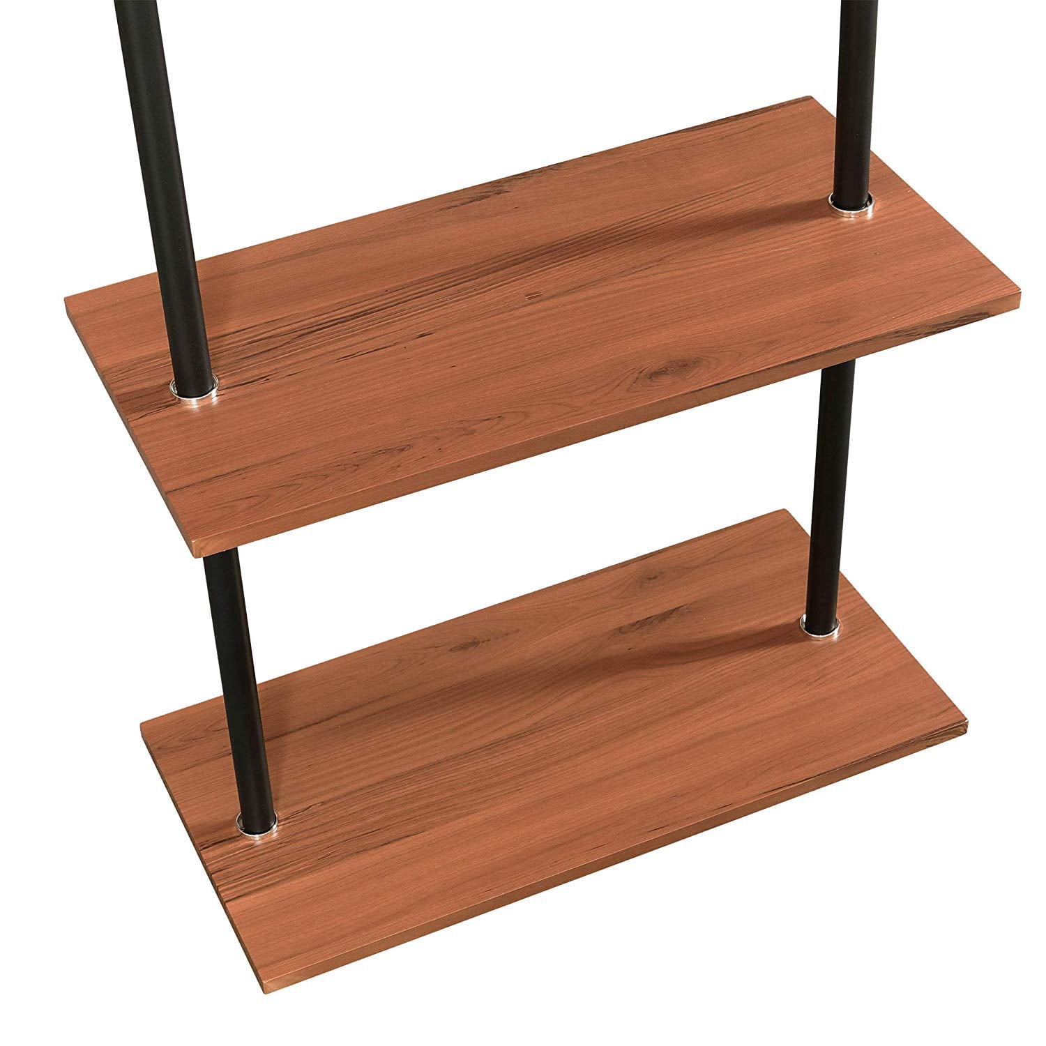 Furinno Garment Rack with Shelves, Metal, Plastic and Wood, Antique Espresso