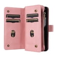 thumbnail image 4 of Wallet Case for Samsung Galaxy Z Fold3 5G 2021, Allytech PU Leather Flip Stand [15 Card Slots][1 Cash Holder][1 Ziper Pocket] Detachable Hand Strap Lanyard Shockproof Case for Women Men, Pink, 4 of 9