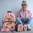 thumbnail image 2 of Yspwyqan Cute Capybara Backpack Set for Teens, Girls Cherry Blossom Backpack and Lunchbox Set 4Pcs, 17 Inch Trendy Large Capacity Bookbag for High School Travel, 2 of 7