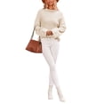 thumbnail image 4 of Liacowi Women's Autumn Winter Knit Sweater Long Sleeve High Neck Split Hem Pullover Knitwear Warm Thick Sweater, 4 of 6