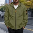 thumbnail image 2 of safuny Hoodies for Men Zip Up Jacket Sweatshirt Lightweight Solid Coat Fall Fashion Sweatshirt with Pockets Army Green L, 2 of 4