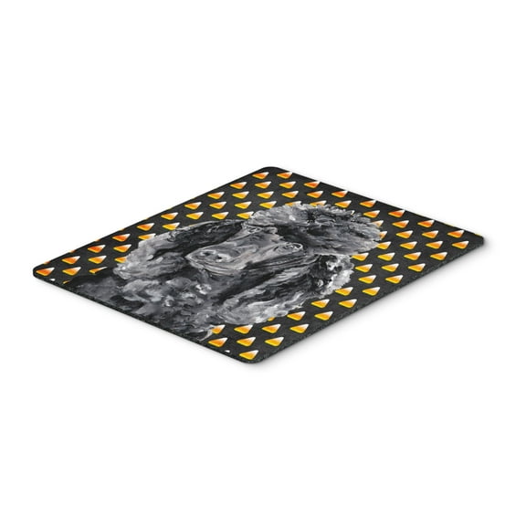 "Black Standard Poodle Candy Corn Halloween Mouse Pad Hot Pad or Trivet"