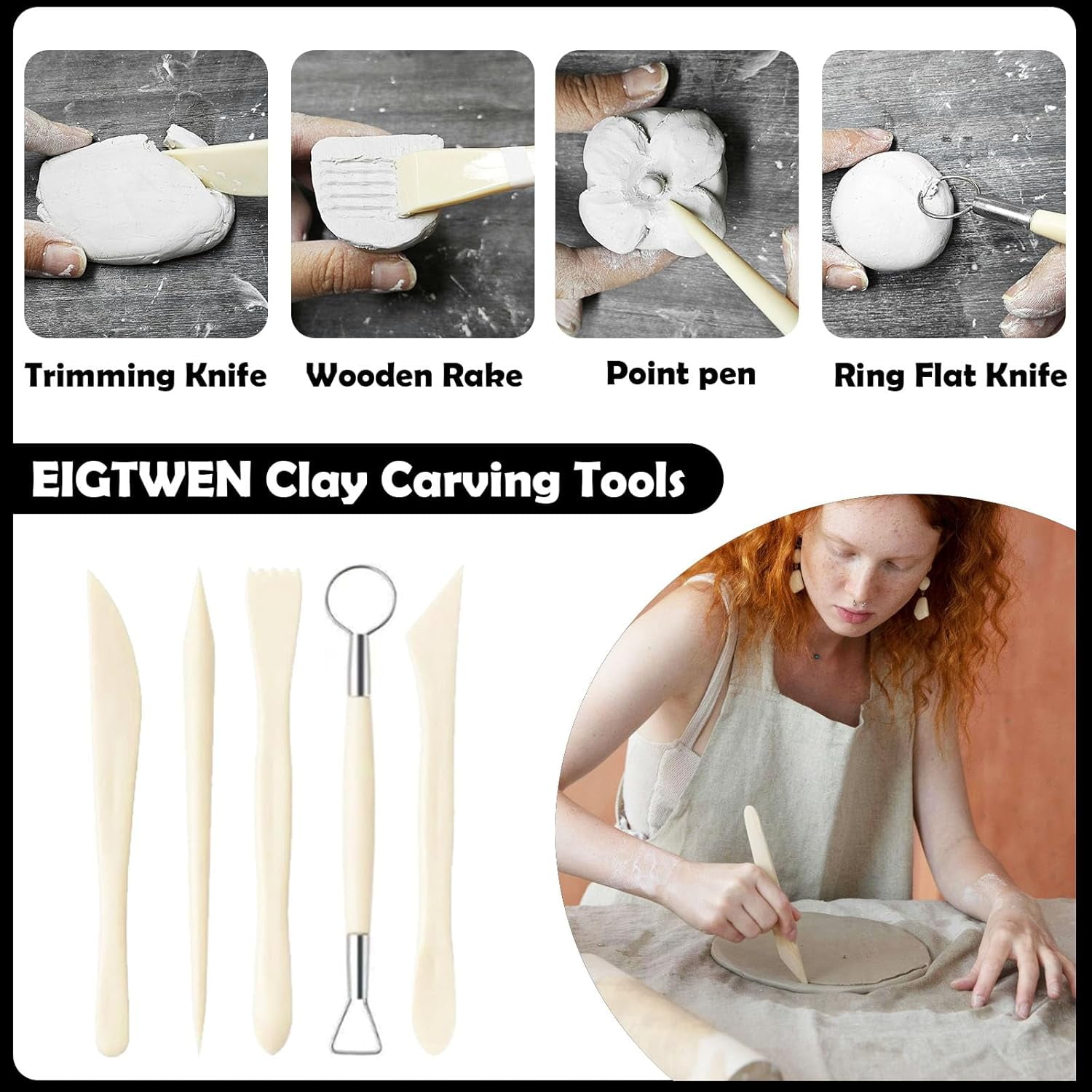 100ml Air Dry Clay Glaze and 29pcs Clay tools kit, Matte Clay Varnish Protects Clay from Surface Wear, Pottery Tools Can be Used for Stippling, Carving, Molding, and Shaping Clay Crafts(Matte)