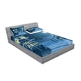 thumbnail image 2 of Ambesonne Cartoon Fitted Sheet & Pillow Sham Set, Pirate Ship Moon, Queen, Blue, 2 of 2