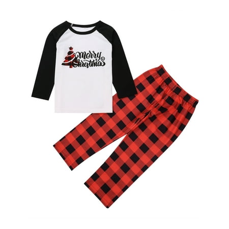 

LisenraIn Christmas Matching Family Pajamas Printed Sets Pullover Plaid Pants