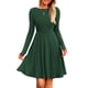 thumbnail image 1 of Vestido PRETTYGARDEN Verde Oscuro de Punto Acanalado Manga Larga Talla L, 1 of 8