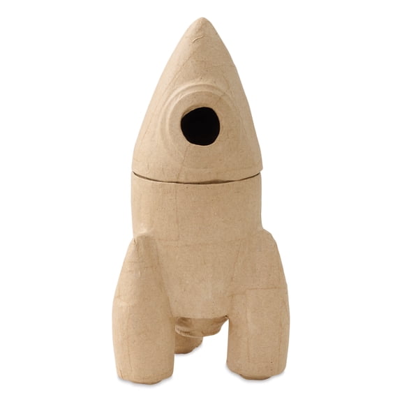 DecoPatch Paper Mache Box - Rocket Ship, 5" x 5" x 9"
