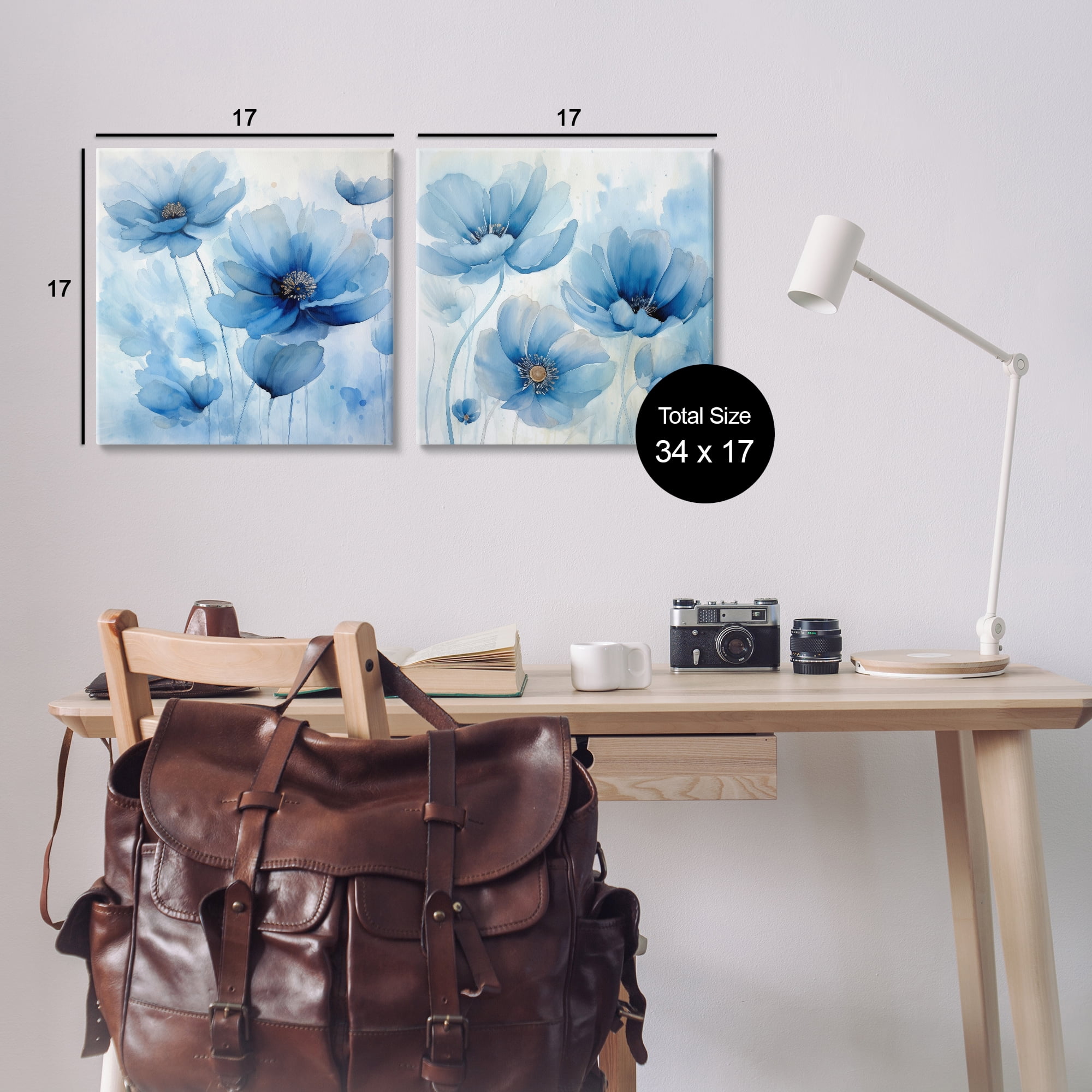 Stupell Industries Saturated Blue Blossoms Plants & Flowers Painting Wrapped Canvas Art Print Wall Art, 17 x 17, Set of 2