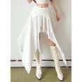 thumbnail image 2 of White Asymmetrical Handkerchief Hem Chiffon Skirt, High Waist Flowy Midi Skirt For Women, 2 of 5