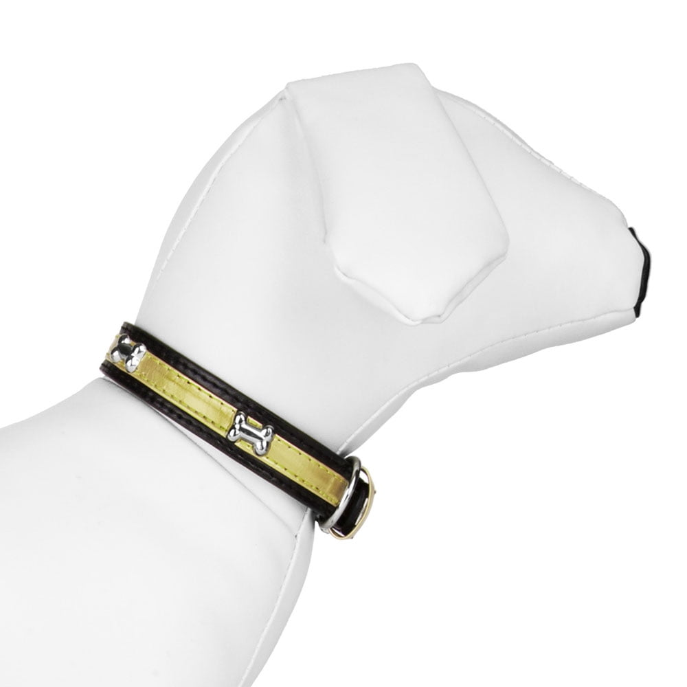CUECUEPET Adjustable Dog Collar with Embellished Bone Bling Charms for Small to Medium Sized Dogs
