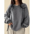 thumbnail image 5 of Women'S Oversized Sweaters Long Sleeve Crew Neck Fuzzy Knit Casual Chunky Pullover Sweater Fall Gray S, 5 of 7