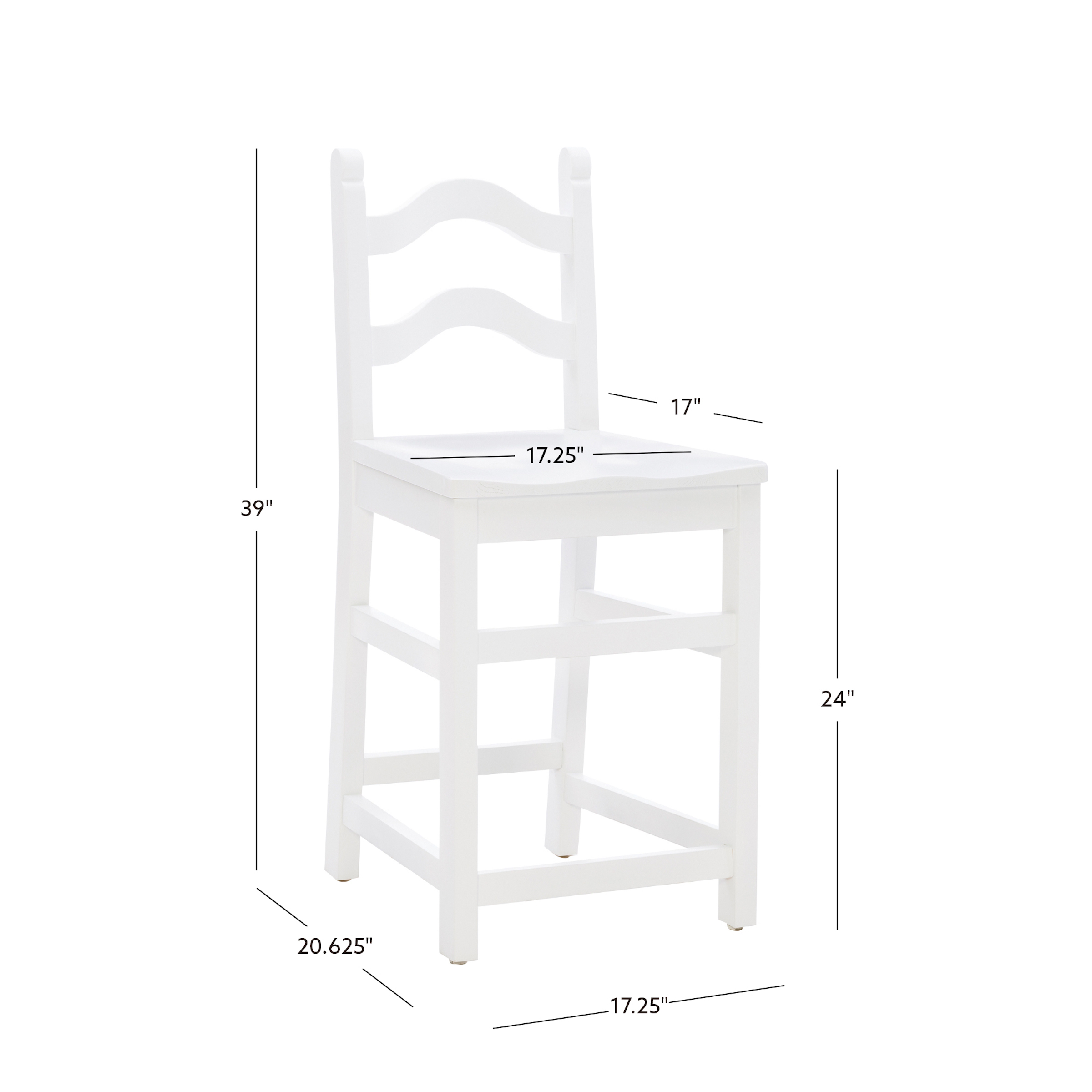Linon Lauria 24" Indoor Wood Counter Stool, Set of 2, White