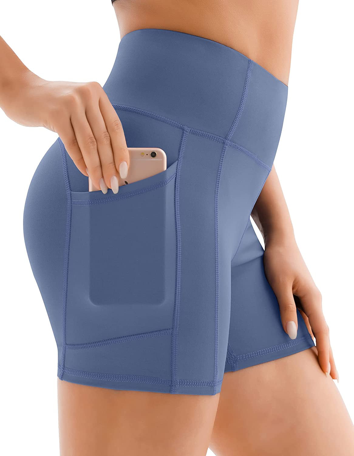 Details about   Womens High Waisted Shorts Pockets Slimming Non See-Through Gym Yoga Shapewear 
